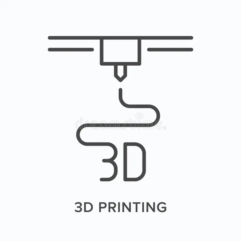 d printer flat line icon vector outline illustration prototype printing plastic manufacturing thin linear logo 200271576